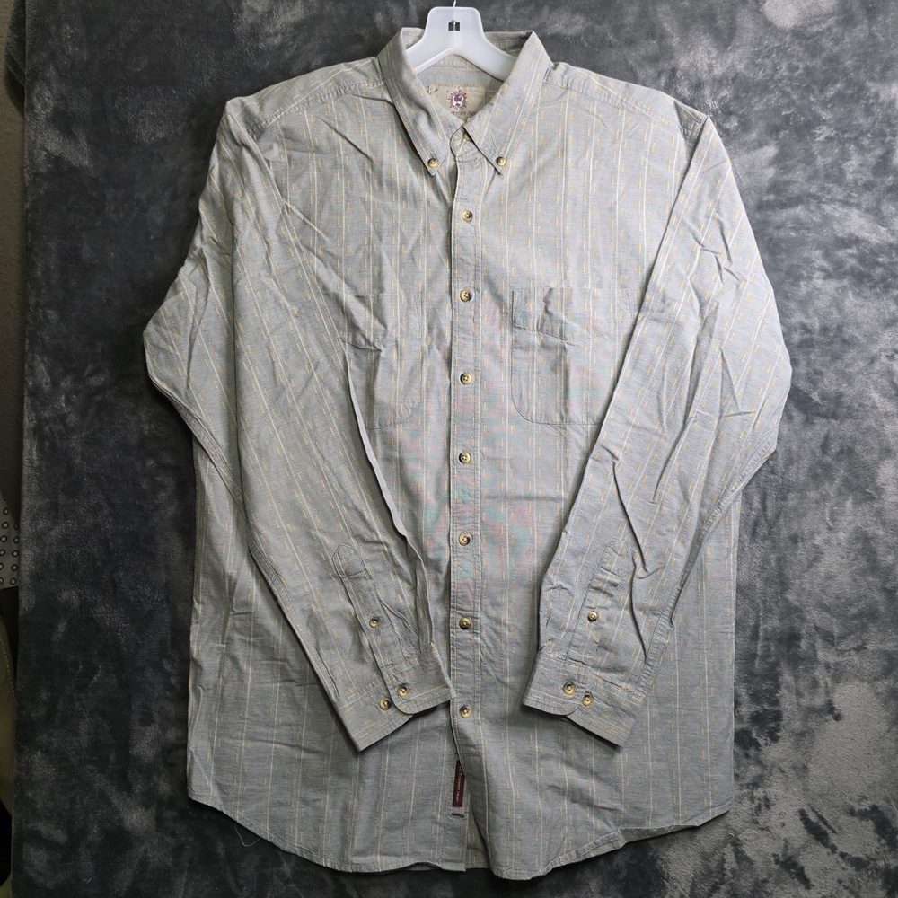 The Territory Ahead Gray and Yellow Button Down Mens XLT 100% Cotton Shirt